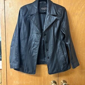 Wilson Black Leather Jacket with Subtle Red Accent